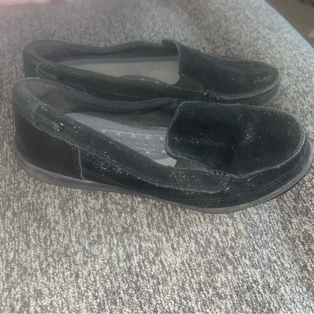 Crocs Walu Shimmer LeatherBlack Slip On Loafers Women's‎  Size 9 202303